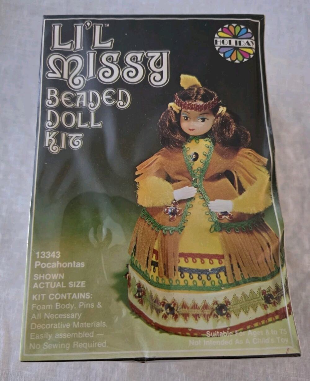 Walco Li'l Missy Beaded Doll Kit Sequin Vintage Pocahontas #133343